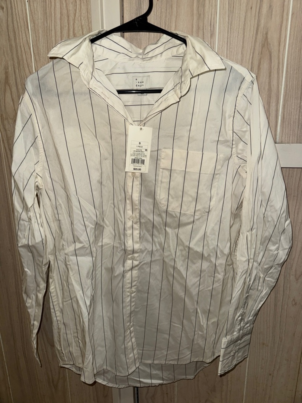 a new day White Vertical-Stripe Button Down Shirt